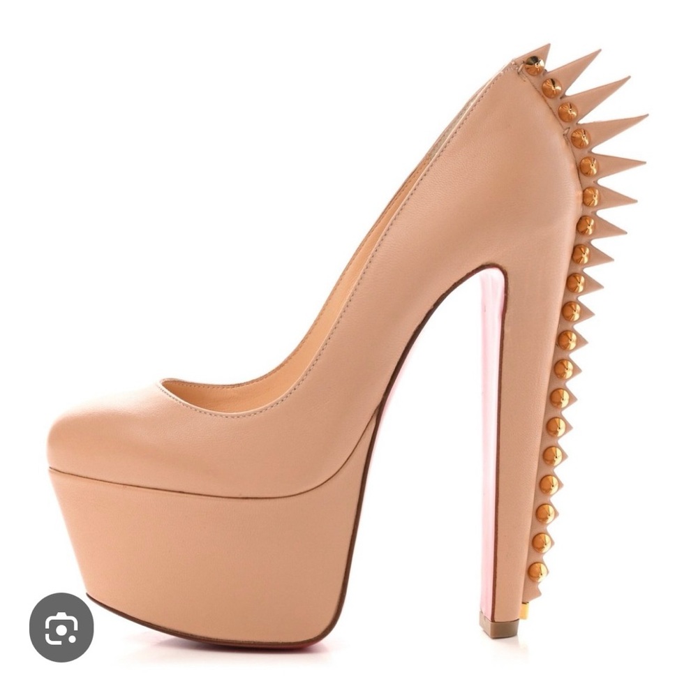 Christian Louboutin Beige Spiked Platform Heels